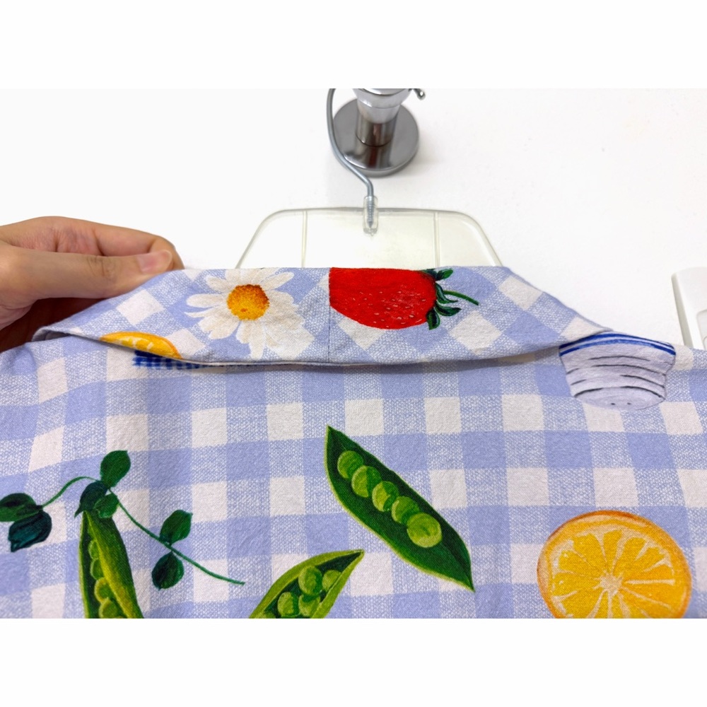 Lisa Says Gah Alexa Picnic Alfresco Mini Shirt Dress Blue Gingham Food L - Picture 10 of 16